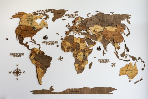 Detaillierte holz weltkarte - detaillierte,