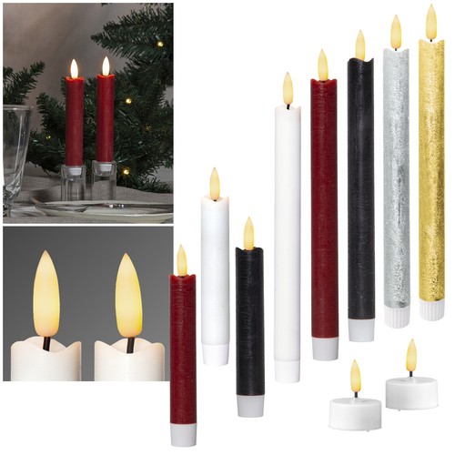 2er set led stab kerze - 2er, "3d